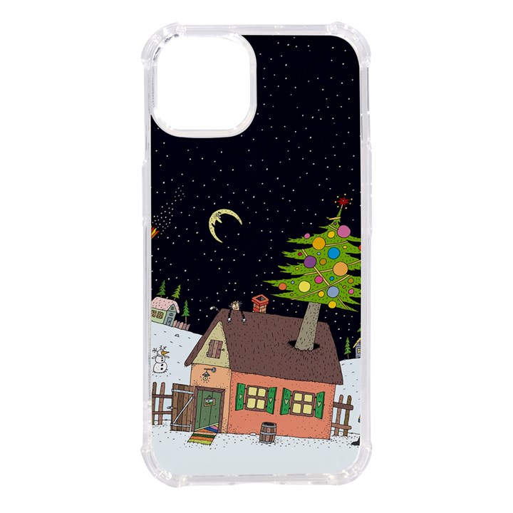 House Tree Man Moon Night Stars iPhone 14 TPU UV Print Case