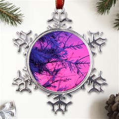 Fir Sunset Frost Snow Metal Large Snowflake Ornament by Pakjumat