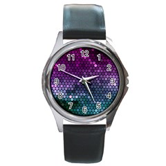 Digital Abstract Party Event Round Metal Watch by Pakjumat