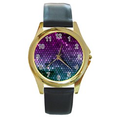 Digital Abstract Party Event Round Gold Metal Watch by Pakjumat