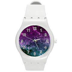 Digital Abstract Party Event Round Plastic Sport Watch (m) by Pakjumat