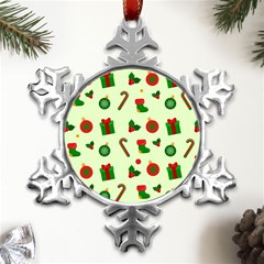 Festive Background Holiday Background Metal Small Snowflake Ornament by Pakjumat