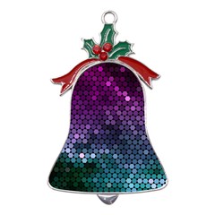 Digital Abstract Party Event Metal Holly Leaf Bell Ornament by Pakjumat