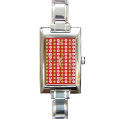 Festive Pattern Christmas Holiday Rectangle Italian Charm Watch by Pakjumat