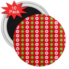 Festive Pattern Christmas Holiday 3  Magnets (10 Pack)  by Pakjumat