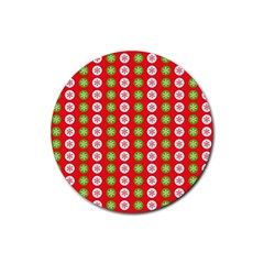 Festive Pattern Christmas Holiday Rubber Coaster (round) by Pakjumat