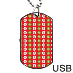 Festive Pattern Christmas Holiday Dog Tag Usb Flash (two Sides) by Pakjumat