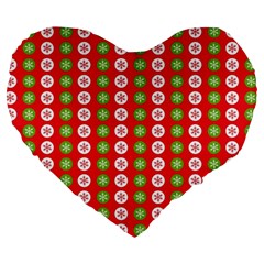 Festive Pattern Christmas Holiday Large 19  Premium Heart Shape Cushions by Pakjumat