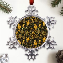 Christmas Background Metal Large Snowflake Ornament by Pakjumat