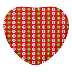 Festive Pattern Christmas Holiday Heart Glass Fridge Magnet (4 Pack) by Pakjumat