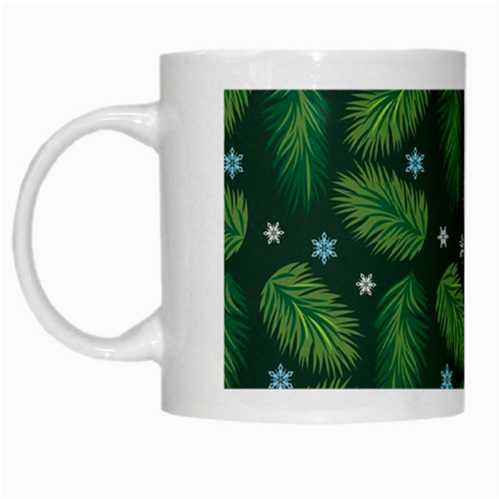 Leaves Snowflake Pattern Holiday White Mug