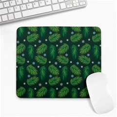 Leaves Snowflake Pattern Holiday Large Mousepad by Pakjumat