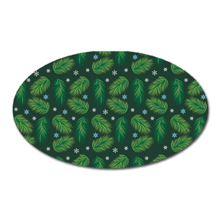 Leaves Snowflake Pattern Holiday Oval Magnet