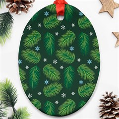 Leaves Snowflake Pattern Holiday Oval Ornament (two Sides) by Pakjumat