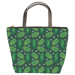 Leaves Snowflake Pattern Holiday Bucket Bag by Pakjumat