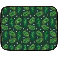 Leaves Snowflake Pattern Holiday Two Sides Fleece Blanket (mini) by Pakjumat