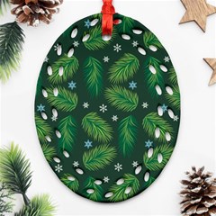 Leaves Snowflake Pattern Holiday Oval Filigree Ornament (two Sides) by Pakjumat