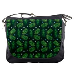 Leaves Snowflake Pattern Holiday Messenger Bag by Pakjumat