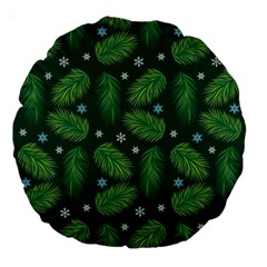 Leaves Snowflake Pattern Holiday Large 18  Premium Round Cushions by Pakjumat