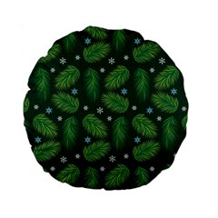 Leaves Snowflake Pattern Holiday Standard 15  Premium Flano Round Cushions by Pakjumat