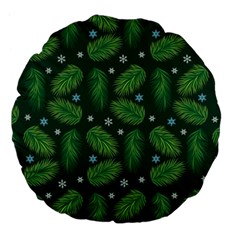 Leaves Snowflake Pattern Holiday Large 18  Premium Flano Round Cushions by Pakjumat