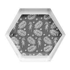 Leaves Snowflake Pattern Holiday Hexagon Wood Jewelry Box by Pakjumat