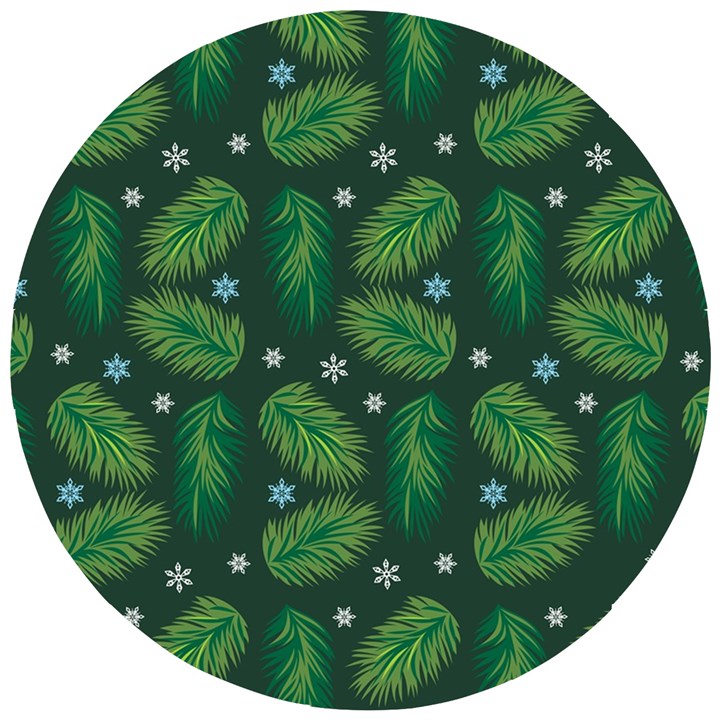 Leaves Snowflake Pattern Holiday Wooden Puzzle Round