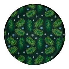 Leaves Snowflake Pattern Holiday Round Glass Fridge Magnet (4 Pack) by Pakjumat