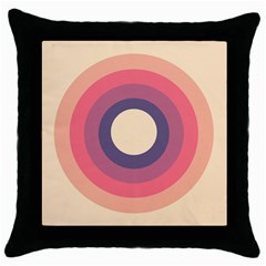 Circles Pattern Bullseye Cream Throw Pillow Case (black) by Pakjumat