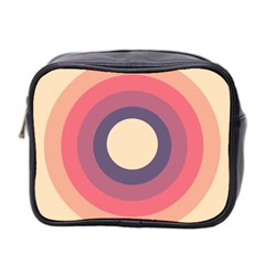 Circles Pattern Bullseye Cream Mini Toiletries Bag (two Sides) by Pakjumat