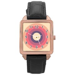 Circles Pattern Bullseye Cream Rose Gold Leather Watch  by Pakjumat