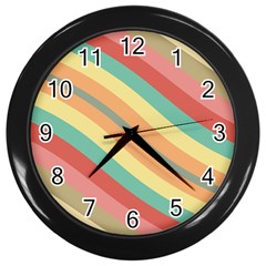 Pattern Design Abstract Pastels Wall Clock (black) by Pakjumat