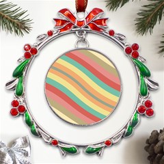 Pattern Design Abstract Pastels Metal X mas Wreath Ribbon Ornament by Pakjumat