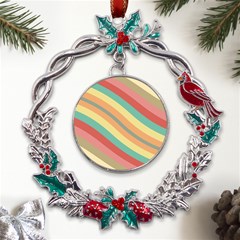 Pattern Design Abstract Pastels Metal X mas Wreath Holly Leaf Ornament by Pakjumat