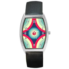 Circle Pattern Repeat Design Barrel Style Metal Watch by Pakjumat