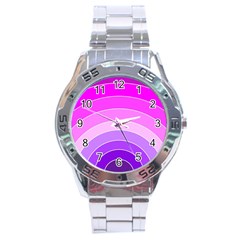 Pink Rainbow Purple Design Pattern Stainless Steel Analogue Watch