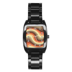 Twirl Swirl Waves Pattern Stainless Steel Barrel Watch by Pakjumat