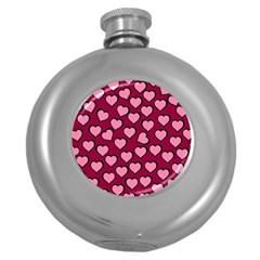 Pattern Pink Abstract Heart Round Hip Flask (5 Oz)