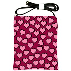 Pattern Pink Abstract Heart Shoulder Sling Bag by Pakjumat