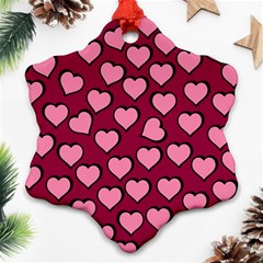 Pattern Pink Abstract Heart Ornament (snowflake) by Pakjumat