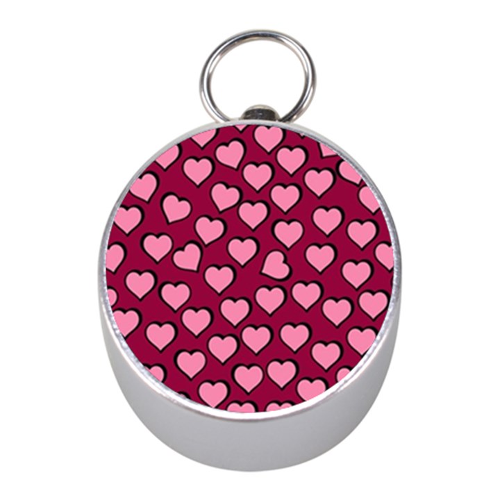 Pattern Pink Abstract Heart Mini Silver Compasses