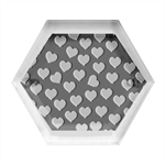 Pattern Pink Abstract Heart Hexagon Wood Jewelry Box Front