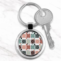 Mint Black Coral Heart Paisley Key Chain (round) by Pakjumat