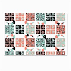 Mint Black Coral Heart Paisley Postcard 4 x 6  (pkg Of 10) by Pakjumat