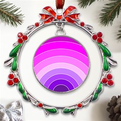 Pink Rainbow Purple Design Pattern Metal X mas Wreath Ribbon Ornament by Pakjumat