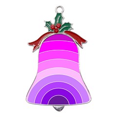 Pink Rainbow Purple Design Pattern Metal Holly Leaf Bell Ornament by Pakjumat