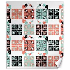 Mint Black Coral Heart Paisley Canvas 8  X 10  by Pakjumat