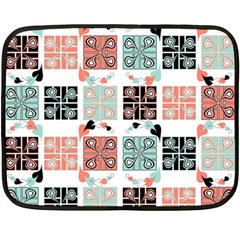 Mint Black Coral Heart Paisley Fleece Blanket (mini)