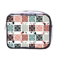 Mint Black Coral Heart Paisley Mini Toiletries Bag (one Side) by Pakjumat