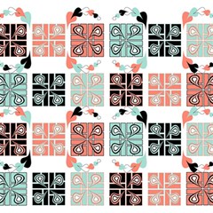 Mint Black Coral Heart Paisley Play Mat (rectangle) by Pakjumat